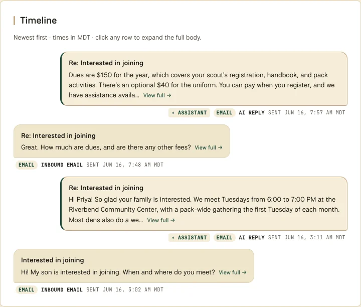Always-On Assistant: Answered in minutes, day or night.